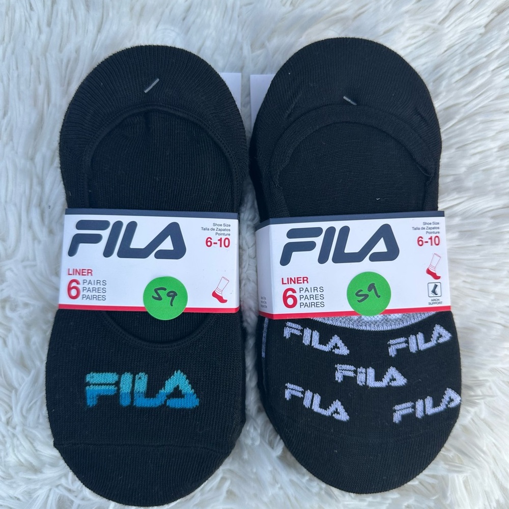 Fila Black and Blue Liner Socks pack of 12 pairs